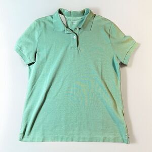 LANDS' END Polo Shirt Womens S Green Cotton Golf Tennis Pickleball Yacht Prep